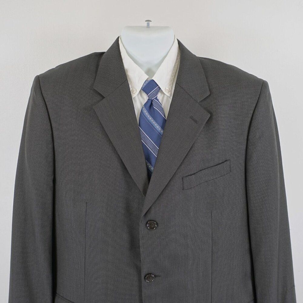 Jones New York Wool Silk Brown Black Nailshead 3 Button Blazer 44L Tagged 43L